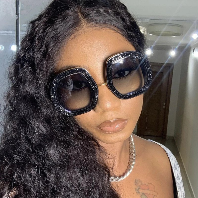 New Fashion Large Frame and Su Personalized Network Red Style Glasses Trend Women's Diamond Inlaid