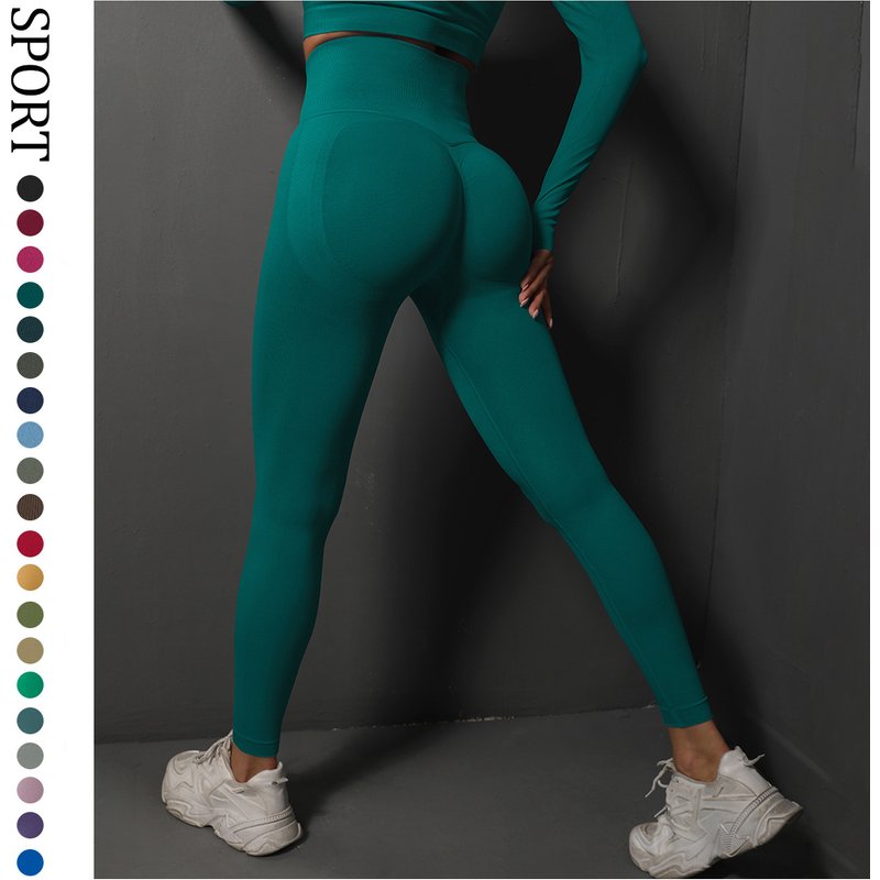 Women's spring new knitted tight yoga pants women's high waist and buttocks running fitness pants