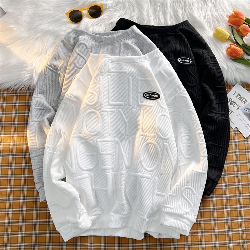 Men's Clothing 2204 New Men's Spring And Autumn Round Neck Long-Sleeved T-Shirt Bottoming Shirt Trendy Couple Loose Top