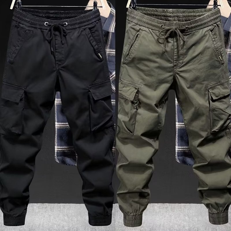 Trendy For Men Spring Autumn Loose Fit Jogger Solid Color Cargo American Style Casual Pants
