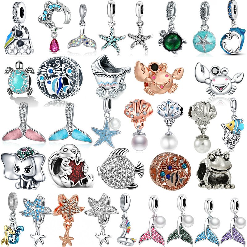 Classic Summer Starfish Shell Turtle Pendant Beaded Bracelet DIY Luxury Jewelry