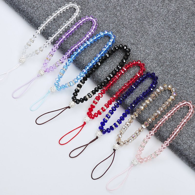Universal Phone Strap Fashion Bling Crystal Beads Hand Wrist Lanyard Strap for Phones iPhone X Samsung Camera GoPro Keychain