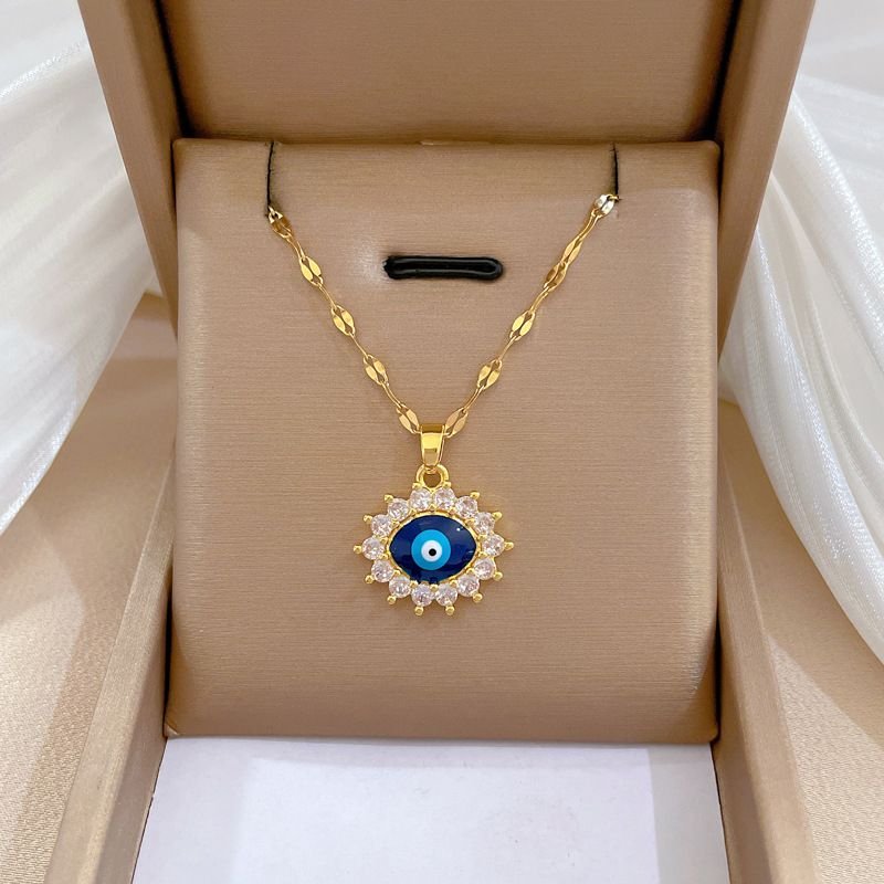 Trendy Boho Evil Eye Stainless Steel Necklaces for Women Fashion Turkey Blue Eyes Pendant Charm Party Jewelry Gift