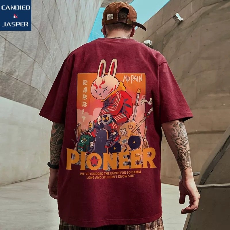 C&JRed Short Sleeve T-shirt Men's Fat 2023 New Fat Guy Summer Bunny Year Big Top Dress Half Sleeve 8XL