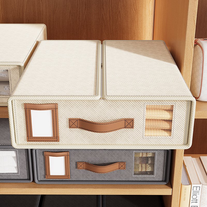 Breathable Non Woven Storage Box With Lid Large Foldable Organizer For Bedding Sets Clothes Seasonal Items Fits In Closet Shelf