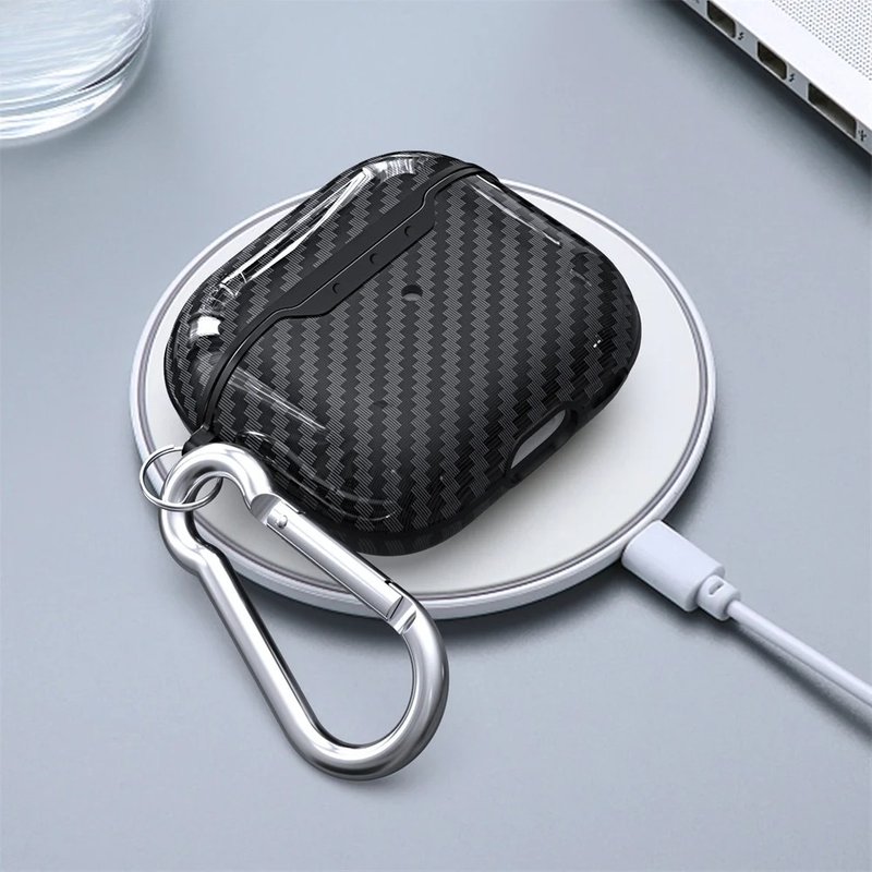 Business Carbon Fiber Pattern Earphone Cases For Airpods 4 3, 1/2 Case Headphones Protective Case For Airpods Pro 2 Covers