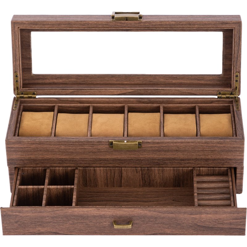 Watch Jewelry Storage Wood Grain Retro Gift Box Spot PU Leather Box Collection Box Watch Jewelry Storage Box
