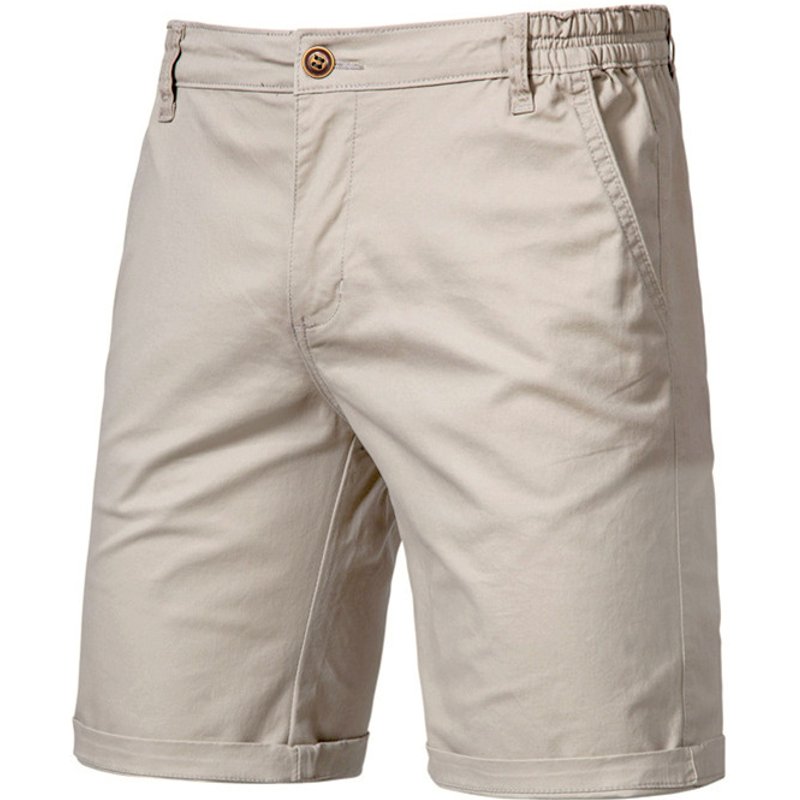 New cotton casual men's straight slim fit five-point shorts solid color men's clothing