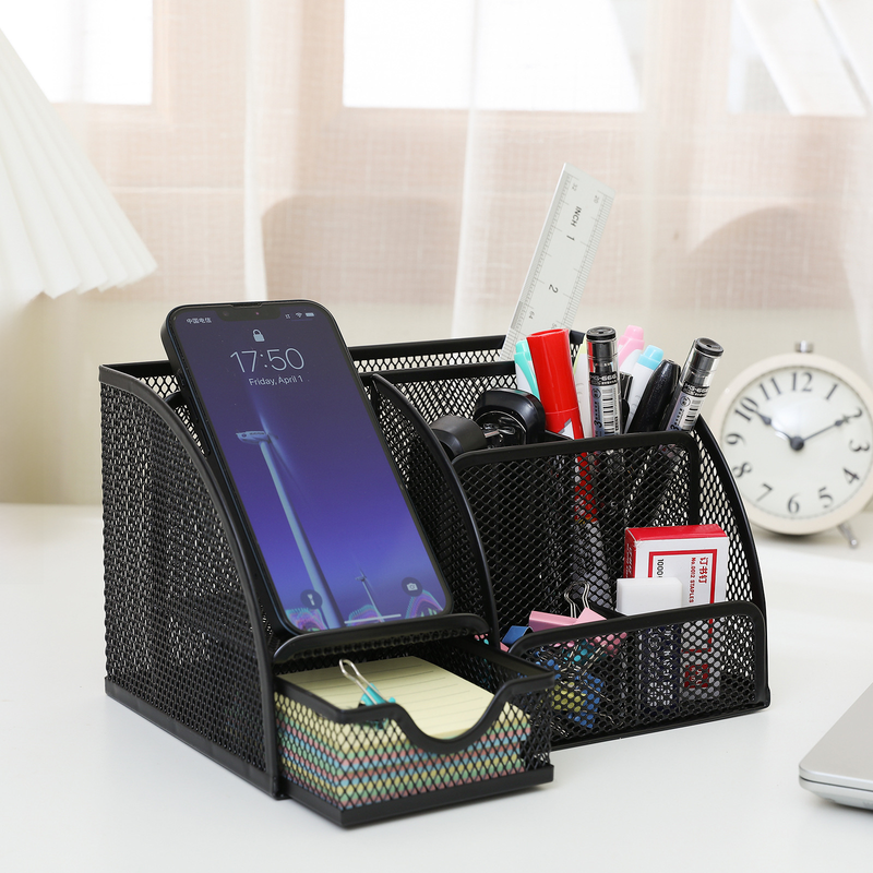 Metal Pen Holder Wholesale Office Supplies Multifunctional Creative Personality Pen Barrel Combination Stationery Desktop Hollow Storage Box