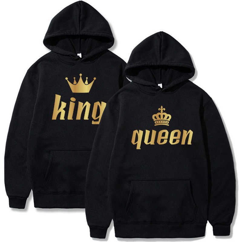 Autumn and Winter Pullover Hoodie Terry Sweater Hoodie Fashion Gold Letter Print Couple Sweater
