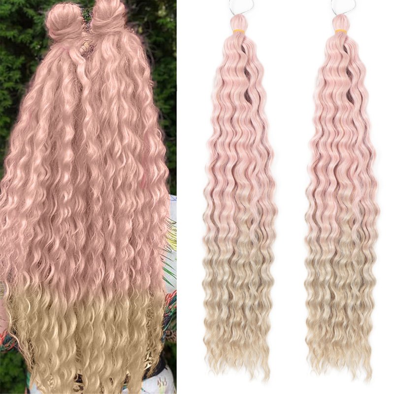 Synthetic hair Crochet technique for low-temperature deep curly curtain hair pieces 22 inch wavy crochet