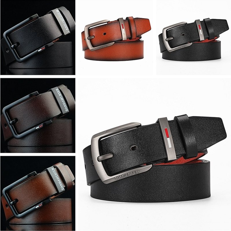 VOOTHOST Men's Belt Alloy Pin Buckle Casual Jeans Belt Male All-match Leather Formal Business Designer Waistband F0046
