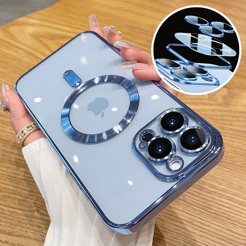 Fashion Magnetic Case For Magsafe For iPhone 14 13 12 11 Pro Max 14 Plus Plating Clear Soft Silicone Wireless Charging Cover