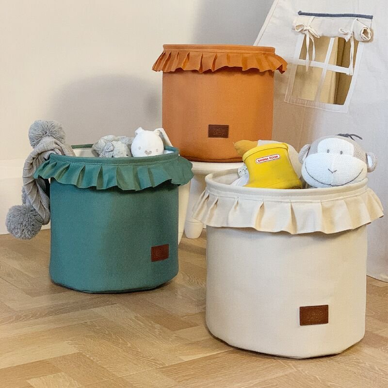 Kids Toys Storage Basket Waterproof Dirty Clothes Basket Anti-dust Room Organizer Folding Basket Storage Bucket For Girls Toys Storage