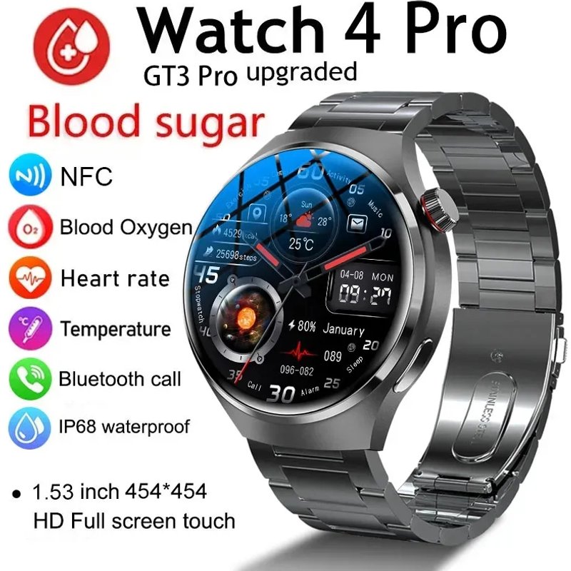 2024 New Smart Watches Men GT4 Pro 360*360 HD Screen Heart Rate Bluetooth Call IP68 Waterproof NFC SmartWatch For Huawei Xiaomi