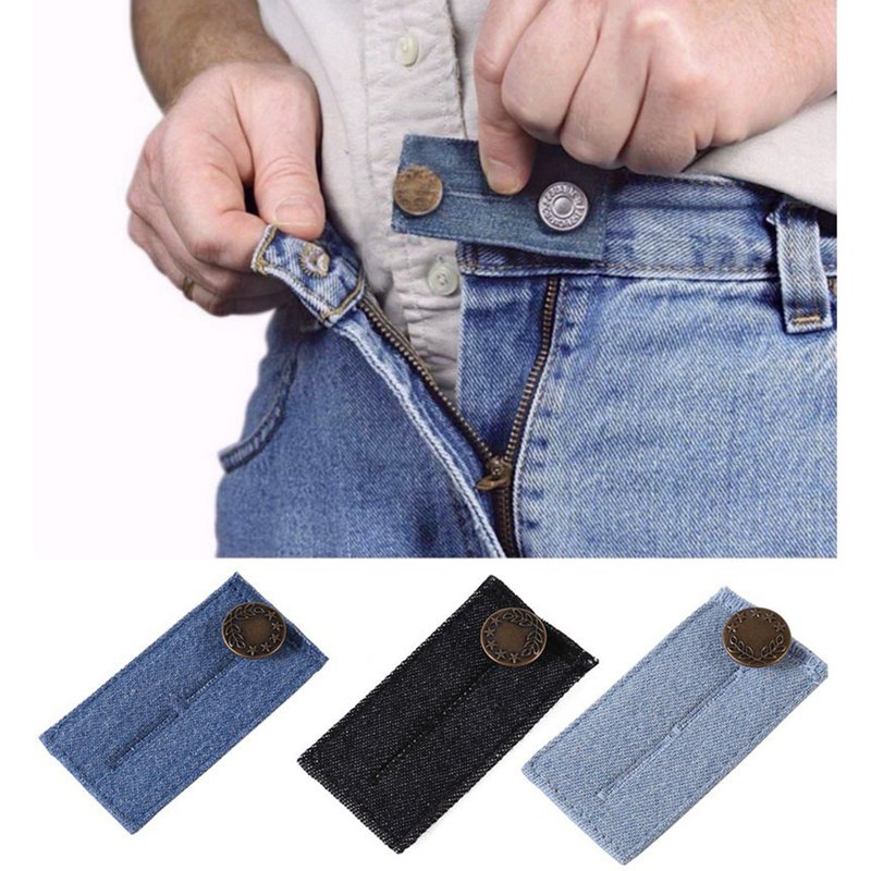 Zhuoxinder Waist Extension Buckle Button Denim Extended Waist Adjustment Lengthen Waist Pants Waist Extension Buckle Jeans Accessories-Black
