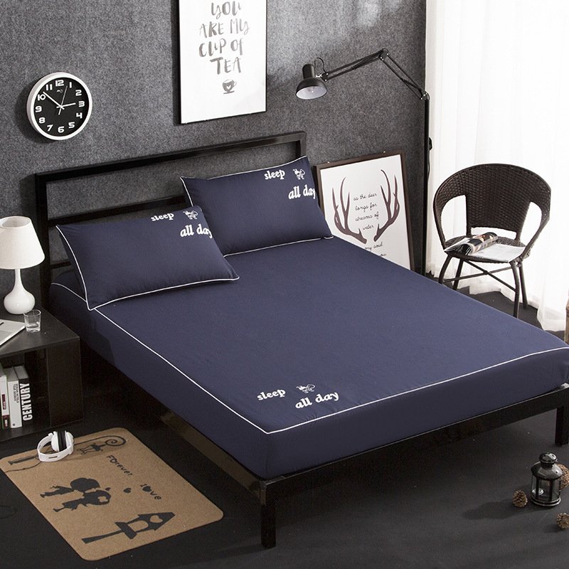 Bedspread Breathable Deep Pocket Solid Color Fitted Sheet Mattress Protector 1PC