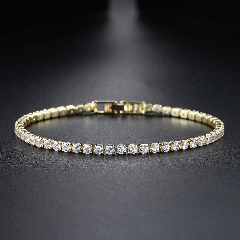 Unisex zircon tennis bracelet for women single row full diamond crystal gold plated bracelet hot selling jewelry