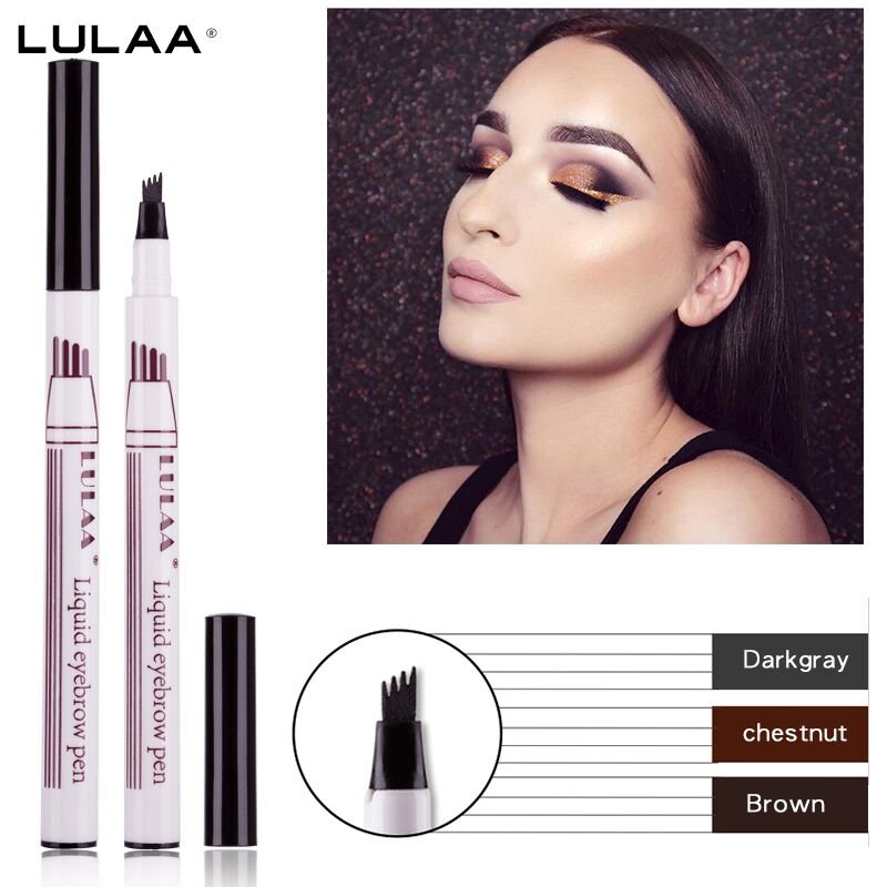 4 Point Eyebrow Pencil Waterproof Liquid Eyebrow Pen Makeup Long Lasting 4 Fork Tip Brow Pen Cosmetic Microblade Brow Pencil