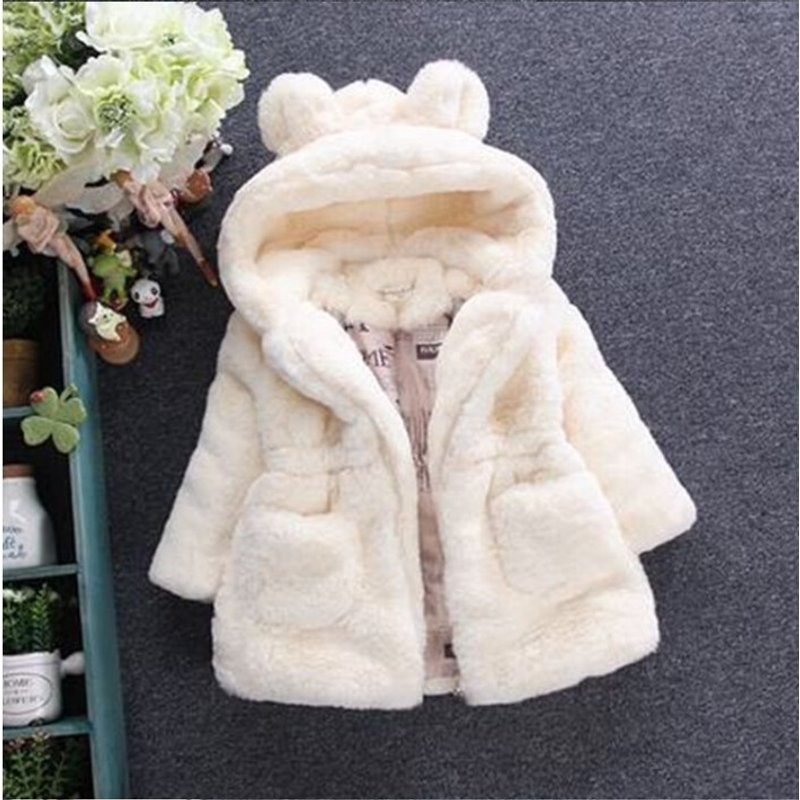 Kids'clothing Girls' Fur Coat Children's Imitation Fur Padded Jacket Ears Padded Jacket Cover
