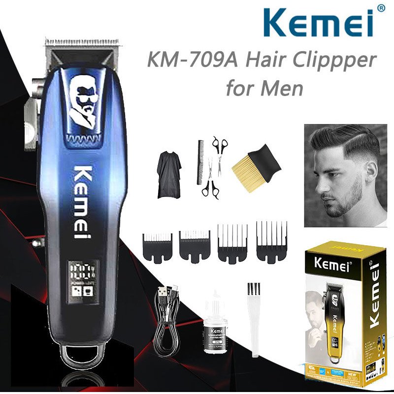 Kemei Barber Rechargeable Hair Clippers Razor Men KM-709A Electric Beard Trimmer Professional Clipper