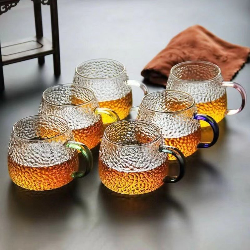 Thickened Hammer Pattern Pineapple Cup Tropical Handle Water Cup Home Fashion Breakfast Cup Beverage Cup Milk Cup Glass Water Cup