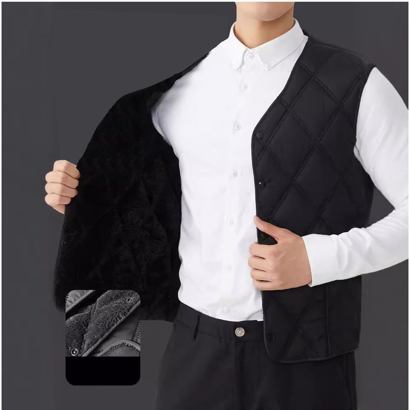 Autumn And Winter Men's Vest With Velvet Warm Tank Top For Interior And Exterior Wear With Velvet Casual Versatile Shoulder Coat