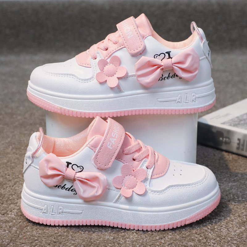 Mother & Kids Girls shoes spring and autumn 2024 new solid soft bottom leather breathable single shoes girls all-match non-slip children's sneakers