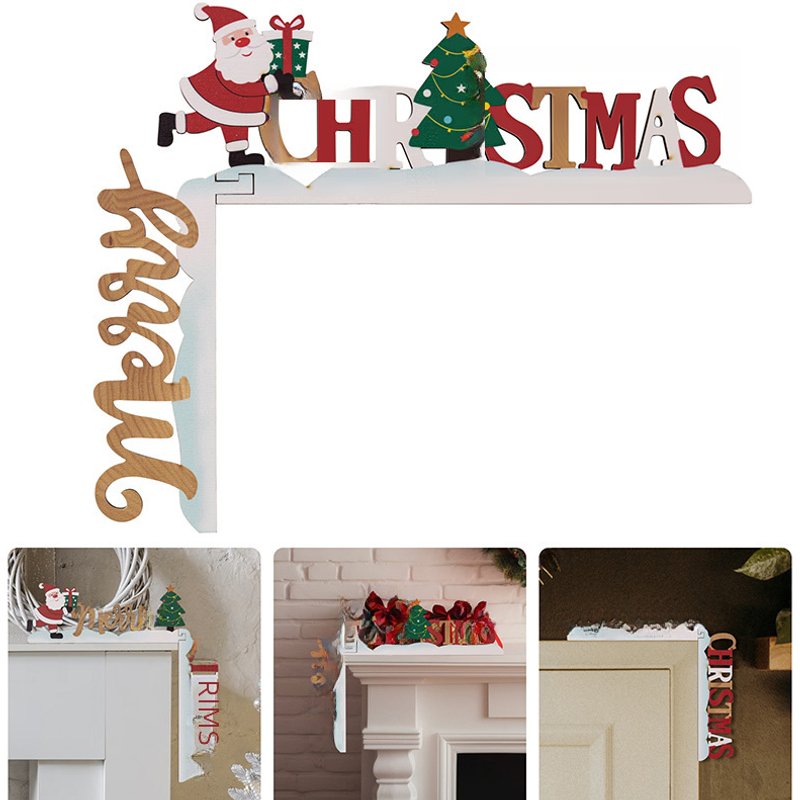 Haobei new Christmas decoration supplies three-dimensional wooden Christmas letter door frame hanging creative door corner table decoration