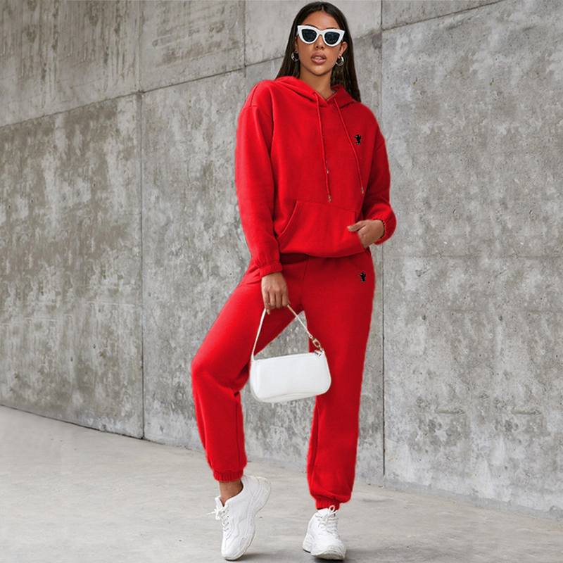 Women's Clothing Casual Sports Letter Short Hooded Sweatshirt Jacket Top High Waist Trendy Fashion Trousers Suit