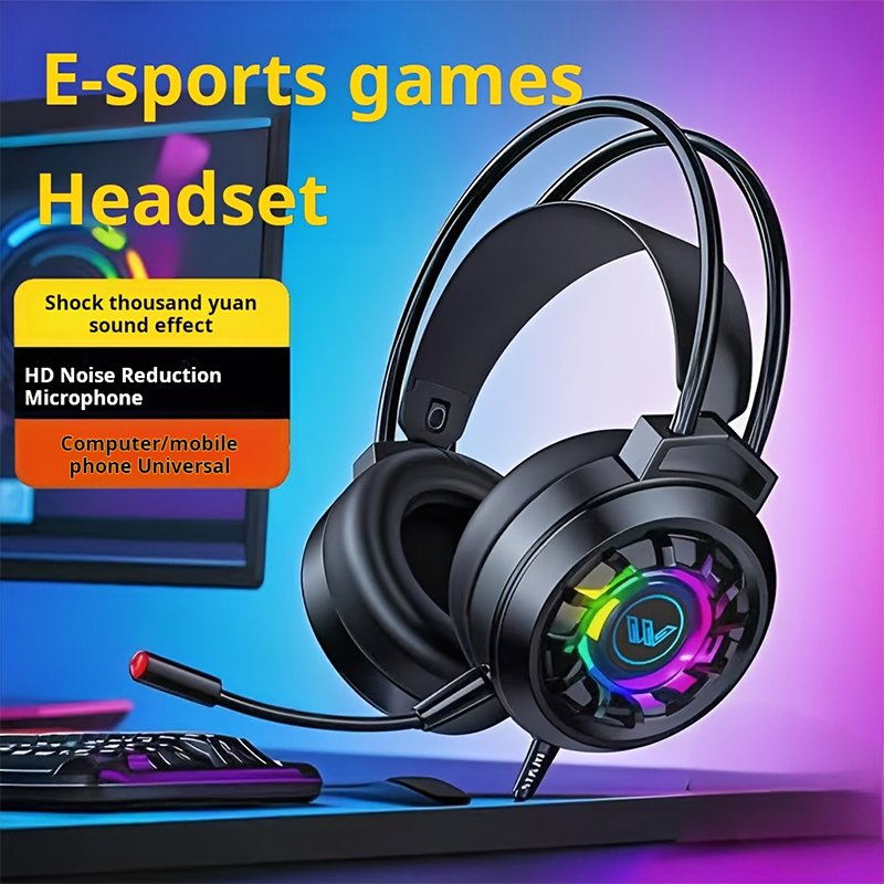Gaming Headset Wired 7.1 Channel Noise Cancelling Multifunctional Surround Sound Headphone Over-Ear For Computer Laptop USB