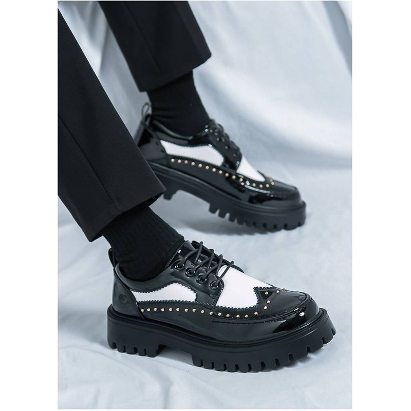 Men's Leather Dress Shoes With Brogues, Thick Soles, Suitable For Business And Casual Wear, Trendy And Versatile, Comfortable And Stylish