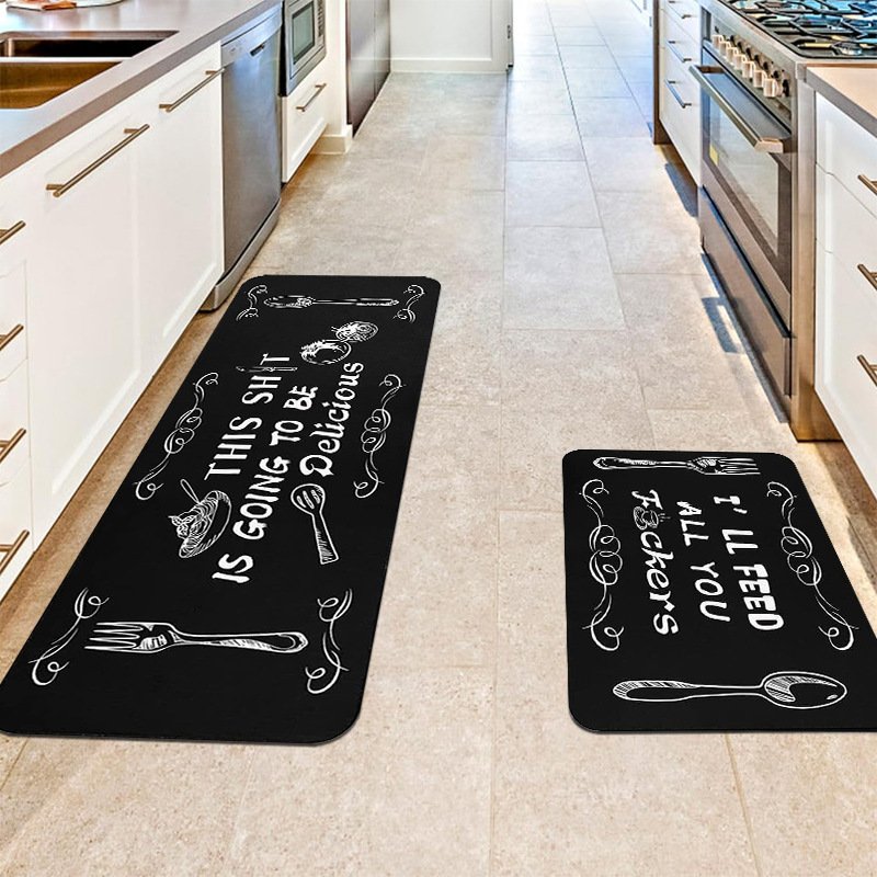 Vintage American Style Kitchen Rug Set - Absorbent Non-Slip Floor Mat For Dining Room & Entryway