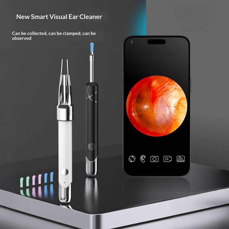 Visual Ear Cleaner With 500W HD Camera – LED Light Ear Wax Removal Tool, Clip & One-Piece Design, ABS+PC Safe Material, 6 Styles (Black/White)