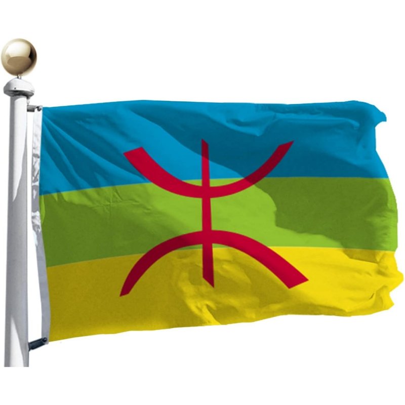 3x5 Ft Double Side Printed Kabylie Berber Kabylia Flag, Hanging Flag With Polyester, Vivid Color And UV Fade Resistant, Berber Flags Decoration