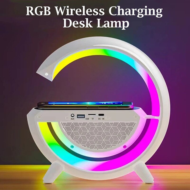 Multifunctional Wireless Charger Stand Pad with Speaker TF RGB Night Light Fast Charging Station for iPhone 11 12 13 14 Samsung