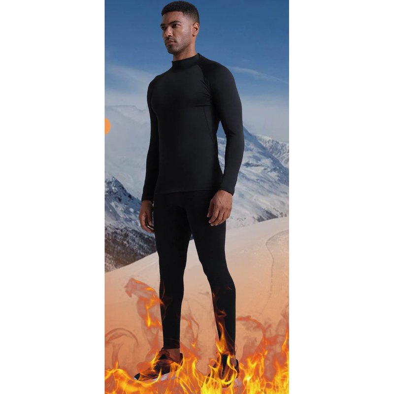 Fleece-Lined Running Sportswear Set For Men Outdoor Skiing Hiking Mountaineering Base Layer Thermal Underwear Quick-Dry