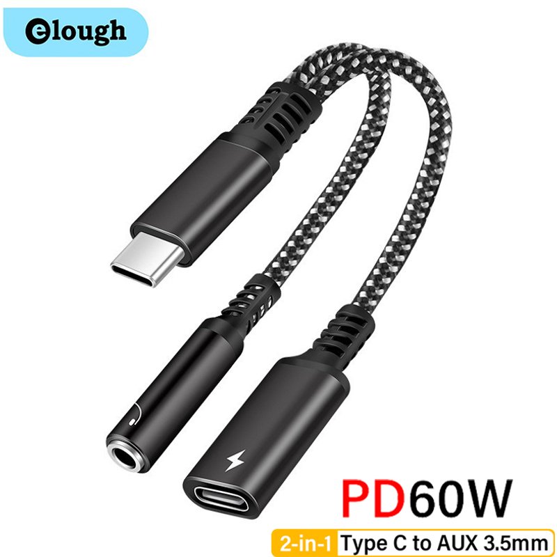 USB C to 3.5mm headphone jack adapter PD60W fast charging cable audio assist adapter for iPad Pro Samsung S20