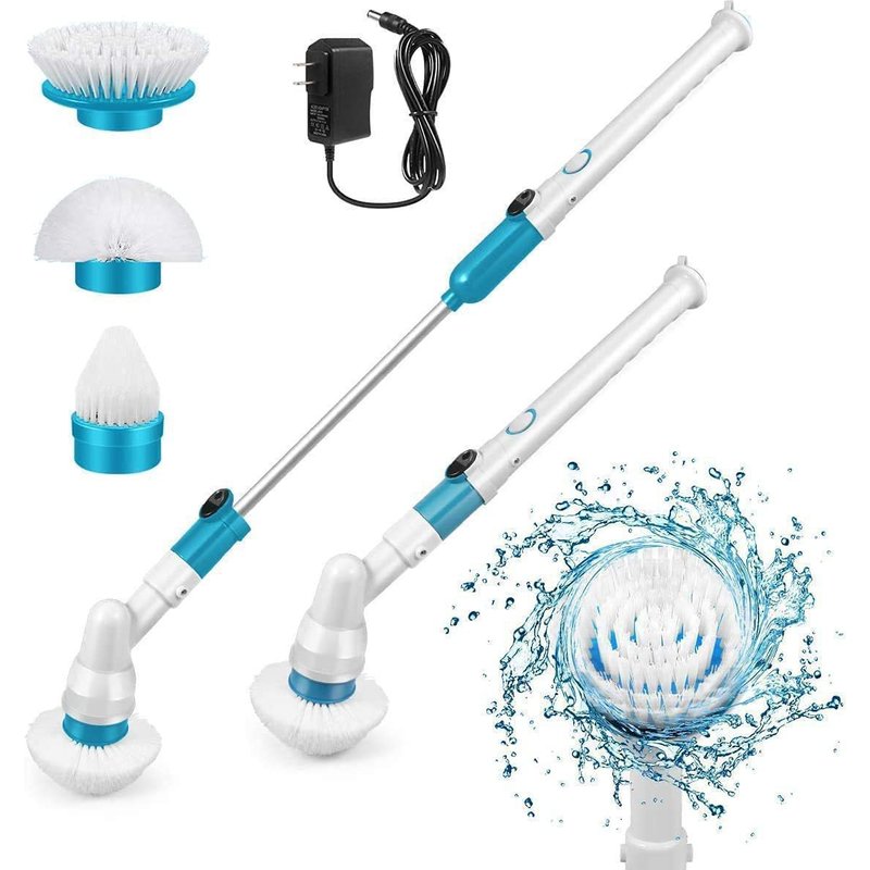 Electric cleaning brush long handle rotating wireless charging bathroom toilet floor tile gap bristle cleaning brush