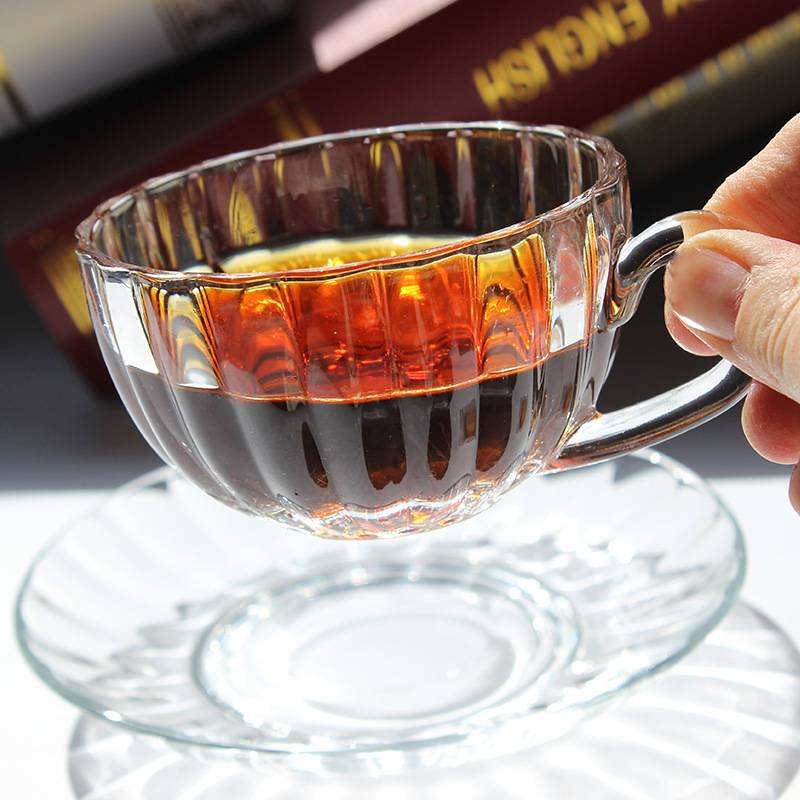 New ins style coffee cup retro pumpkin glass cup and saucer set