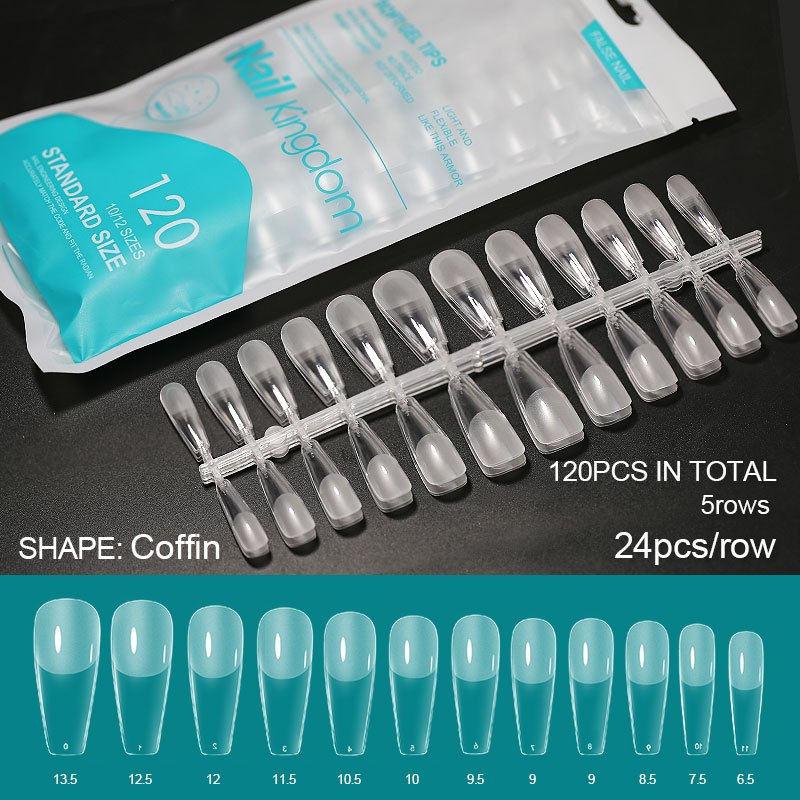 120pcs False Nails Acrylic Press on Nails Coffin Artificial Nails Clear/Semi-matte Tips for Extension Manicure Tool