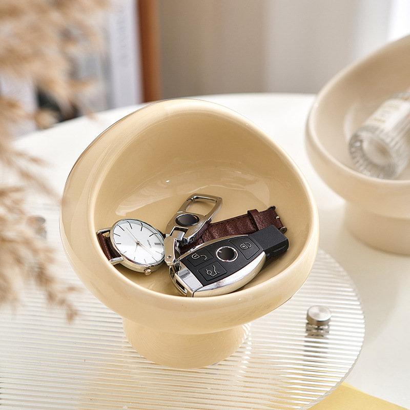 Wow House Original Design Ceramic Mushroom Cream Style Earrings Key Storage Ornaments Bedroom Entrance Coffee Table Cosmetics