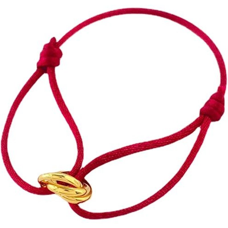 Lucky Red Rope, Gold, High-end Seamless Three Ring Couple Bracelet, Fashionable Accessory