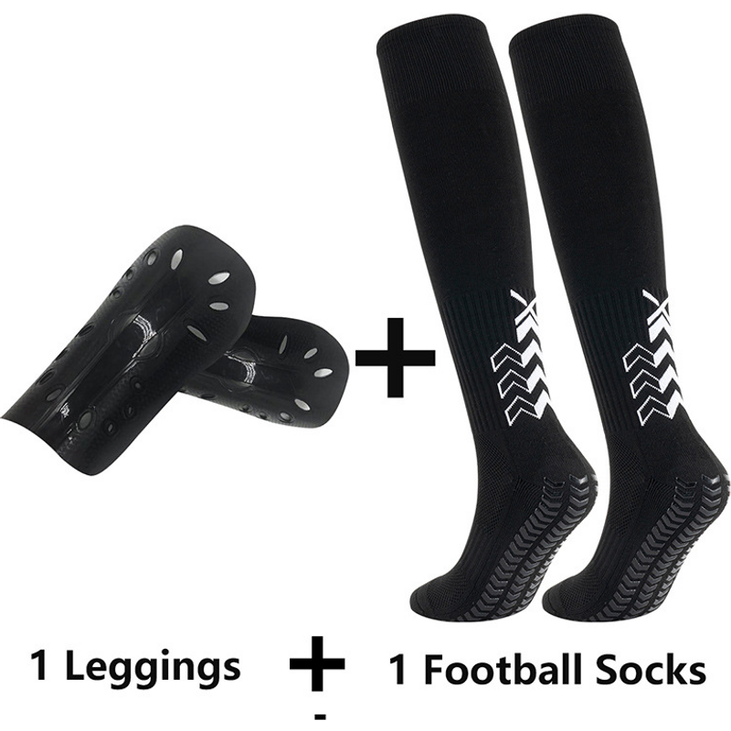 Unisex Adult Thickened Football Socks Leg Pads Combination Set Decorated With Rubber Non-slip Socks