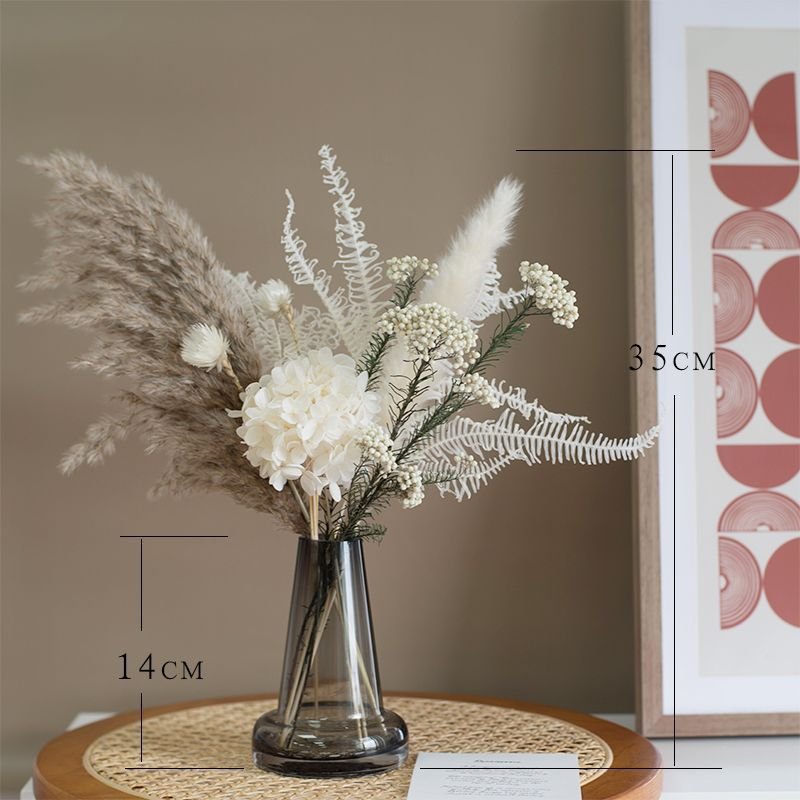 Cha Ji Feng High End French Style Dried Flower Real Flower Ornaments Living Room Desktop Model Room Soft Decoration Ins Reed Vase Ornaments