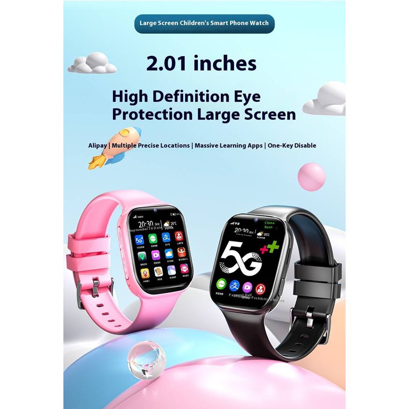 5G Smart Watch For Kids & Teens With HD AMOLED Screen, GPS Tracking, SIM Card Support, Parental Controls & Contactless Payment