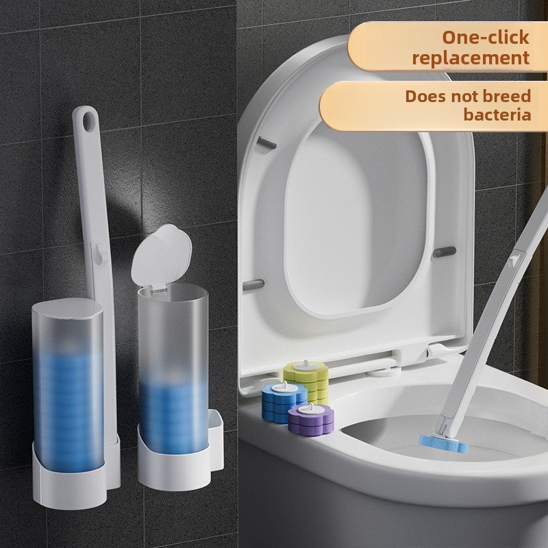 Disposable For Home Use, No Dead Angle Bathroom Toilet Brush, Wall-Mounted, Replaceable Head, Cleaning Brush
