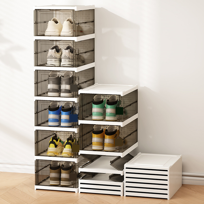 Upgraded Installation Free Thickened Shoe Box With Lid Transparent Shoe Cabinet Storage Box Home Simple Foldable Multi Layer Shoe Rack