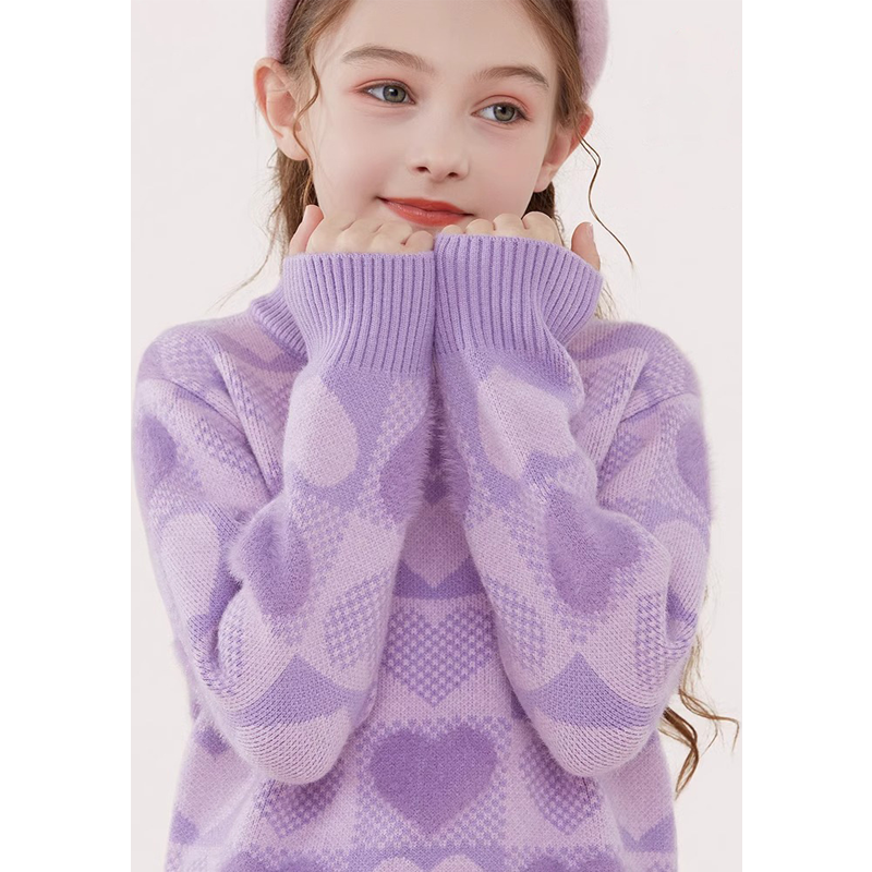 Girls' Fashion Knit Sweater Fashion Long Sleeve Round Neck Soft Polyester Top For Spring Autumn Winter