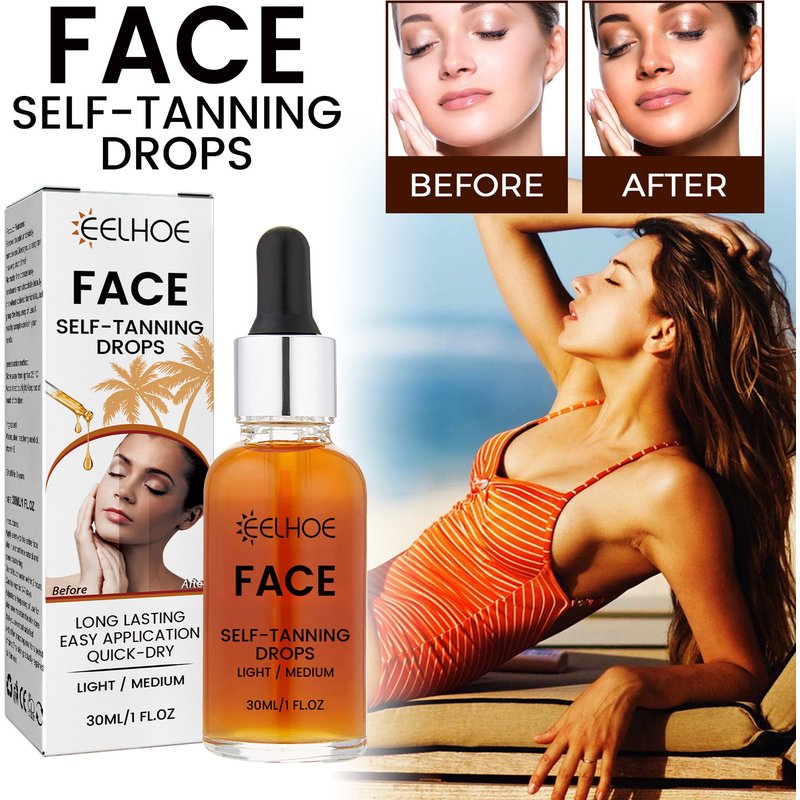 EELHOE Facial Darkening Serum Sunless Facial Darkening Essence Helps Dark Wheat Bronze Even Skin Tone